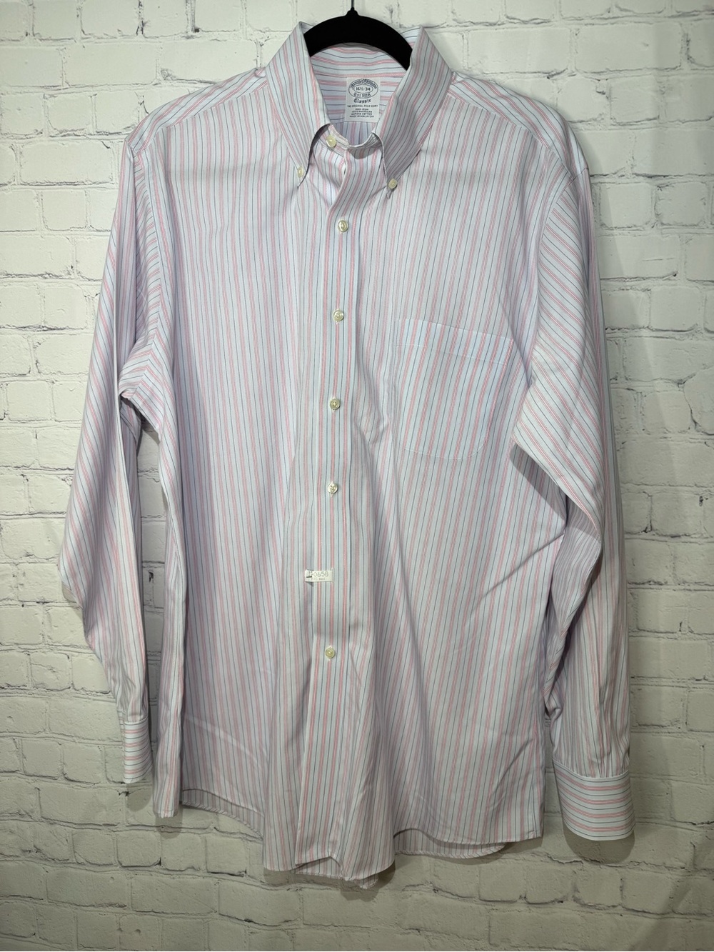 Brooks Brothers Classic The Original Polo size 16 1/2-34 blue & pink striped - Picture 1 of 6